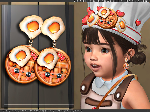 Sims 4 — cute waffle earring by Mydarling20 — new mesh