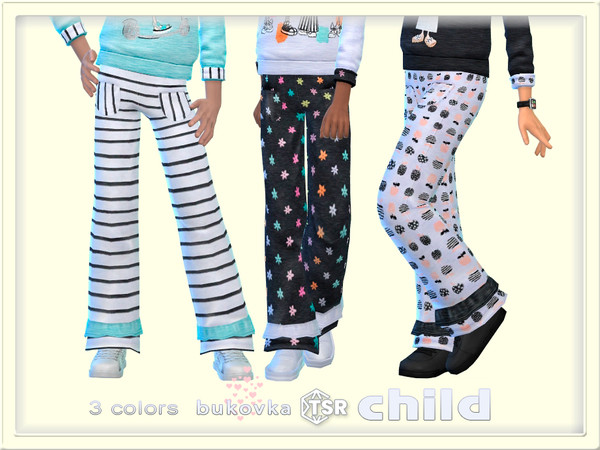 Sims 4 — Pants Girls by bukovka — Fashionable pants for children only for girls in 3 color options. Installed