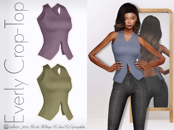 Sims 4 — Everly Crop Top - ACN 592 by Asilkan — - 8 Colors