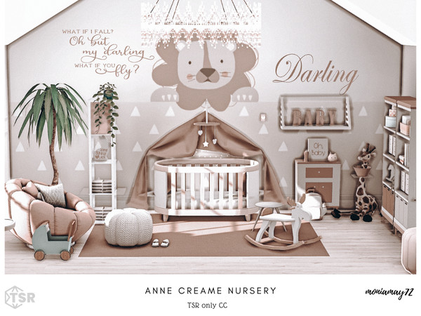 Sims 4 — Anne Creame Nursery by Moniamay72 — A beautiful modern nursery in light wooden creame colors.