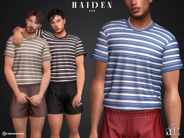 Sims 4 — HAIDEN top by ali1 — Striped T-Shirt