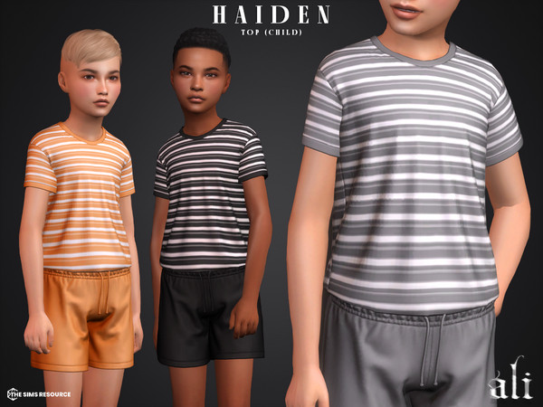 Sims 4 — HAIDEN top (child) by ali1 — Striped T-Shirt