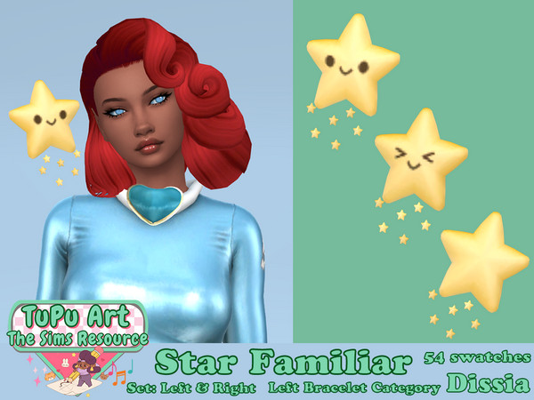 Sims 4 — Star Familiar (Right) by Dissia — Cure smiling star with a little stars trail for left or right side