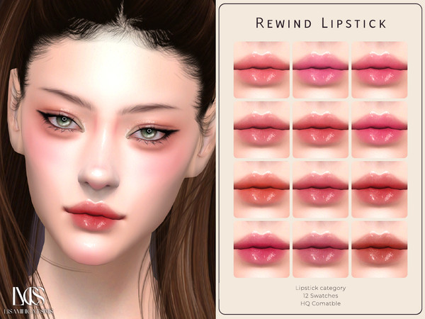 Sims 4 — Rewind Lipstick by Lisaminicatsims — -Lipstick category -HQ comatble -12 swatches