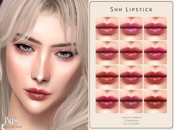 Sims 4 — Shh Lipstick by VELYSEA — -Lipstick category -HQ comatble -12 swatches