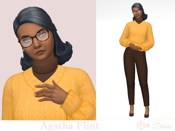 Sims 4 — Agahta Flint by Dissia — Agatha is Bookworm, Loner and Family-Oriented with a Bestselling Author aspiration. She