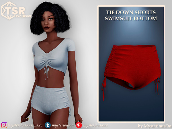 Sims 4 — Tie down shorts swimsuit bottom by MysteriousOo — Tie down shorts swimsuit bottom in 6 colors