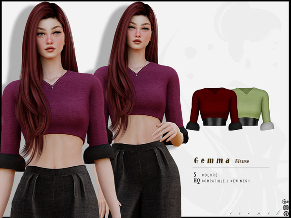 Sims 4 — Gemma Blouse by _ironik_ — -5 Colors