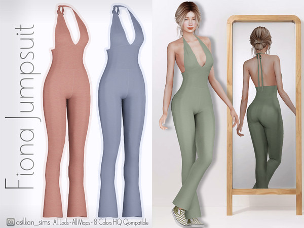 Sims 4 — Fiona Jumpsuit - ACN 595 by Asilkan — - 8 Colors