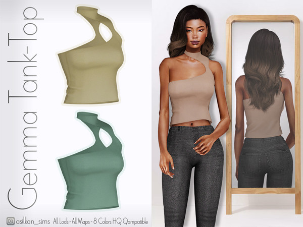 Sims 4 — Gemma Tank Top - ACN 596 by Asilkan — - 8 Colors