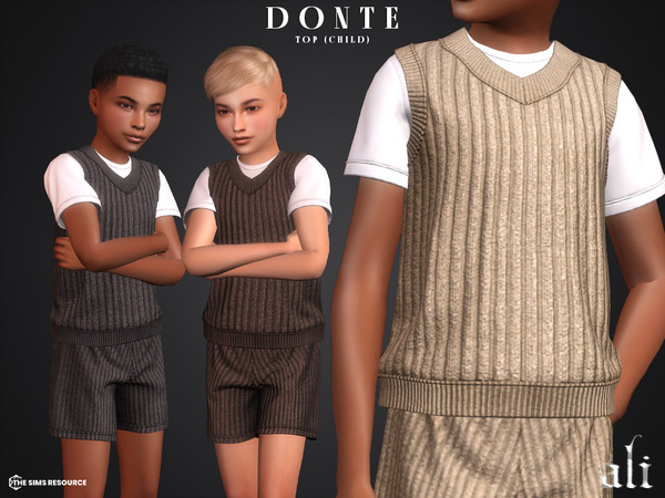 Sims 4 — DONTE top (child) by ali1 — Sleeveless Sweater Vest over a T-shirt