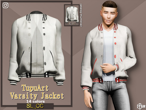 Sims 4 — TuPuArtCollab_VarsityJacket [Male Version] by Mona — -New mesh-