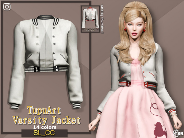 Sims 4 — TuPuArtCollab_VarsityJacket [Female Version] by Mona — -New mesh-