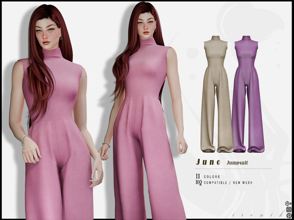 Sims 4 — Juno Turtleneck & Sleeveless Jumpsuit by _ironik_ — -11 Colors