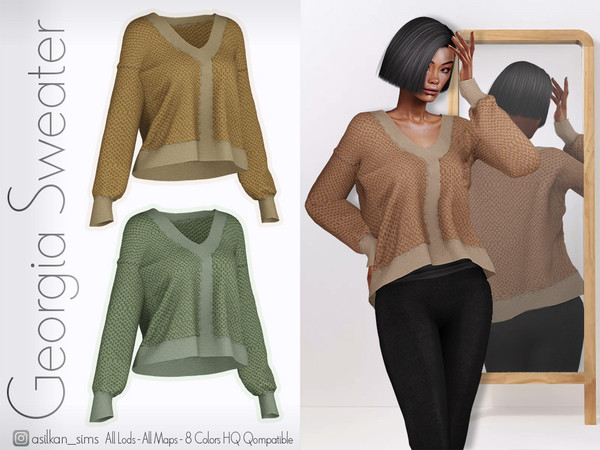 Sims 4 — Georgia Sweater - ACN 597 by Asilkan — - 8 Colors