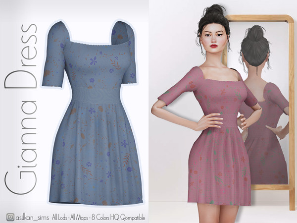 Sims 4 — Gianna Dress - ACN 598 by Asilkan — - 8 Colors