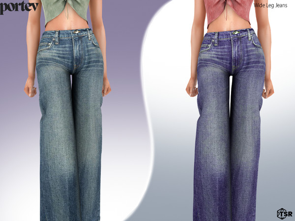 Sims 4 — Wide Leg Jeans by portev — new Mesh 4 colors
