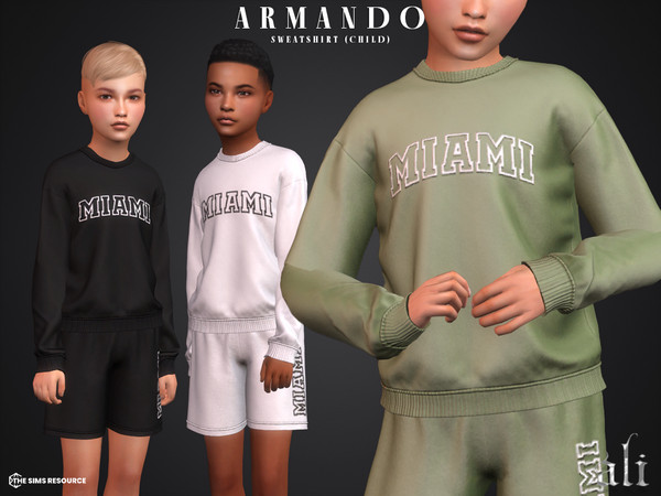 Sims 4 — ARMANDO sweatshirt (child) by ali1 — Miami Letter Graphic Sweatshirt