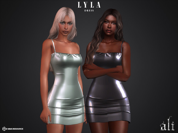 Sims 4 — LYLA dress by ali1 — Metallic Strapped Short Dress