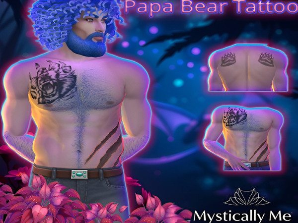 Sims 4 — Papa Bear Tattoo by Mystically Me — Swatches- 2 in total (slider compatible)