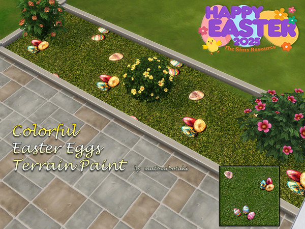 Sims 4 — Colorful Easter Eggs Terrain Paint.package by matomibotaki — Easter is coming, and of course, the right terrain