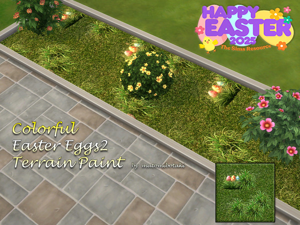 Sims 4 — Colorful Easter Eggs2 Terrain Paint.package by matomibotaki — Easter is coming, and of course, the right terrain