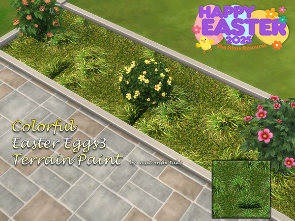Sims 4 — Colorful Easter Eggs3 Terrain Paint.package by matomibotaki — Easter is coming, and of course, the right terrain
