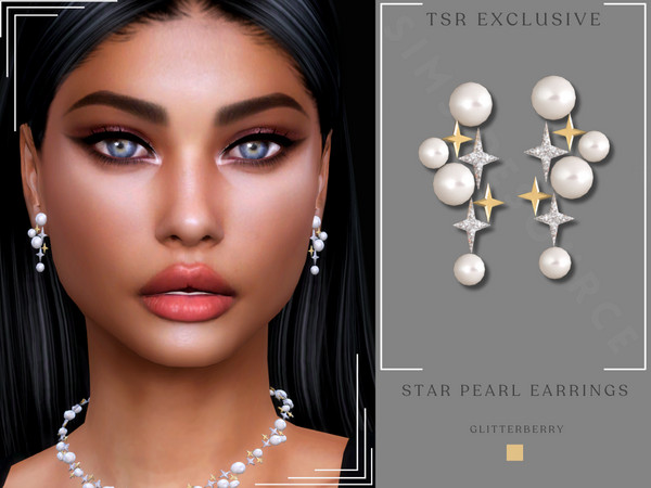 Sims 4 — Star Pearl Earrings by Glitterberryfly — Get a $6 discount on the Yearly VIP Subscription using code
