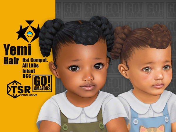 Sims 4 — Yemi Hair by GoAmazons — Cute afro pigtails hairstyle for infants!