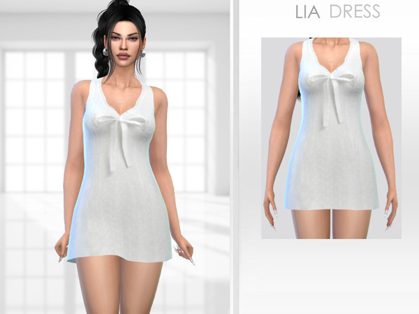 Sims 4 — Lia Dress by Puresim — White dress for female sims