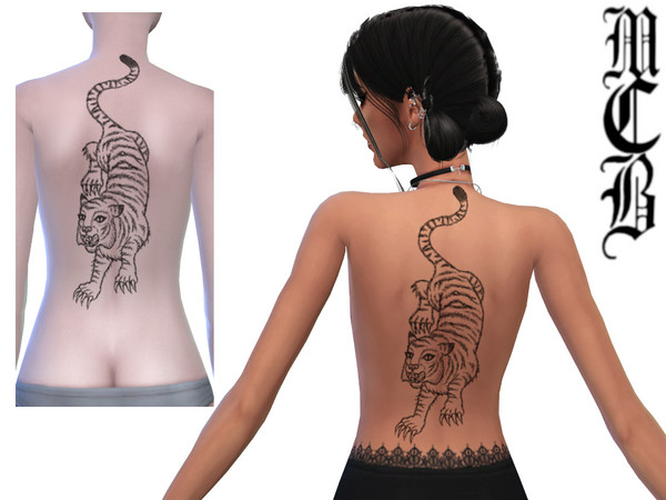 Sims 4 — Tiger Back Tattoo by MaruChanBe2 — A tiger tattoo for your cuties.