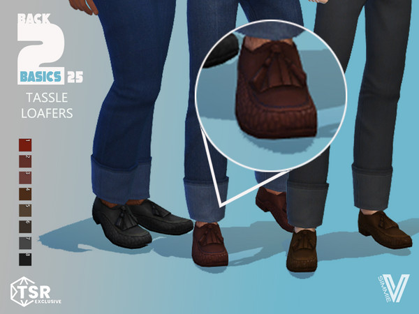 Sims 4 — B2B25 Tassel Loafers by SimmieV — Creating a set of 8 traditional colors for these classic looking shoes.