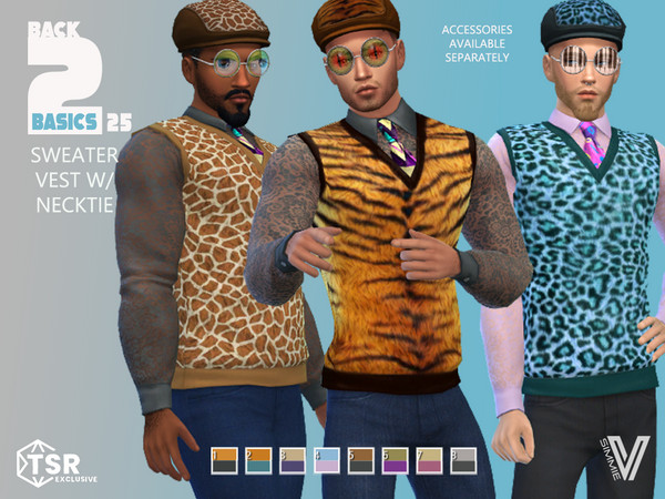 Sims 4 — B2B25 Sweater Vest with Tie by SimmieV — If your style is eclectic, this look will respect it. This top is a
