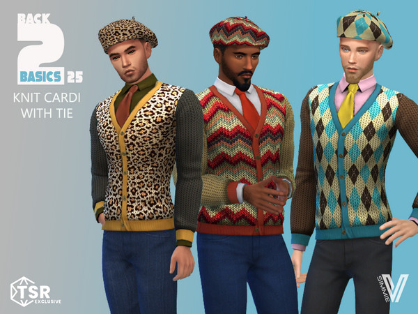 Sims 4 — B2B25 Knit Cardigan with Tie by SimmieV — These 8 new looks breathe life back into a classic top. An assortment