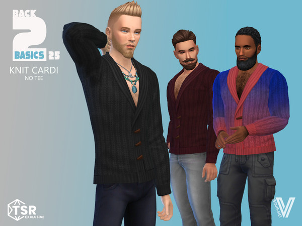 Sims 4 — B2B25 Knit Cardigan by SimmieV — This set of 10 cardigans feature a new knitted pattern in 6 solid and 4 vivid