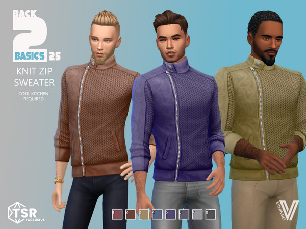 Sims 4 — B2B25 Knit Zipped Sweater by SimmieV — The best mixture of embossed leather and comfy sweater knit. Available in