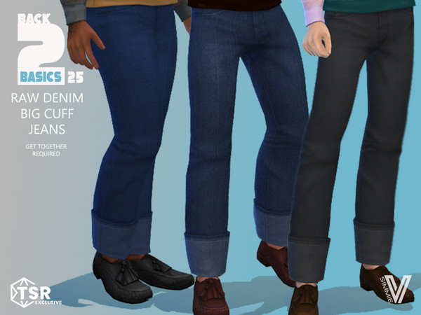 Sims 4 — B2B25 Raw Denim Big Cuff Jeans by SimmieV — If you like your denim raw and your inseam long enough for a big
