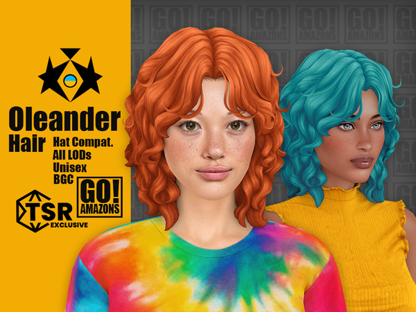 Sims 4 — Oleander Hair by GoAmazons — Unisex curly wolf haircut in maxis style.
