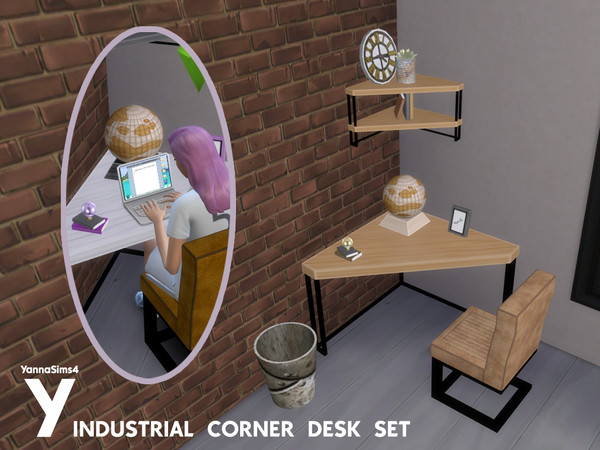 Sims 4 — YannaSims4 Industrial Corner Desk Set Plant by YannaSims4CC — I'm a bit bummed that we don't have a corner desk