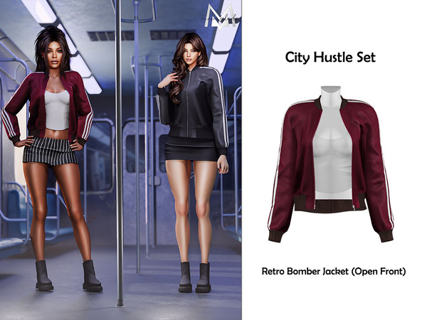 Sims 4 — [PATREON] Retro Bomber Jacket (Open Front) by Mermalade — New Mesh