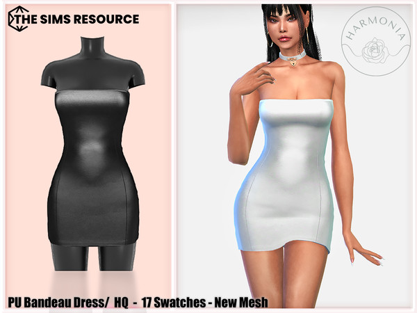 Sims 4 — PU Bandeau Dress by Harmonia — New Mesh