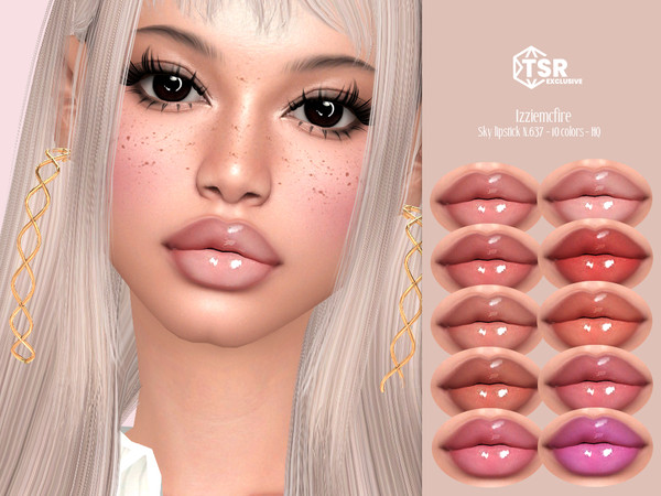 Sims 4 — IMF Sky Lipstick N.637 by IzzieMcFire — Sky Lipstick N.637 contains 10 colors in hq texture. Standalone item