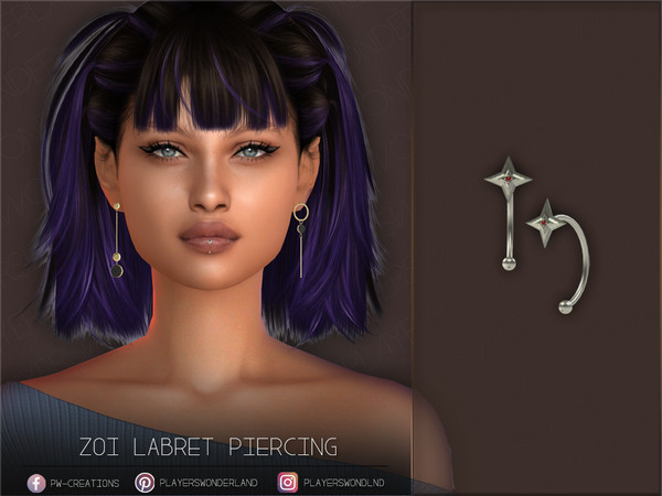 Sims 4 — Zoi Labret Piercing by PlayersWonderland — A simple star shaped labret piercing. - 5 Swatches