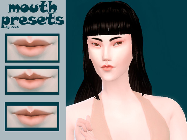 Sims 4 — Mouth presets 1 by ttzh — A mouth presets for female Sims. Preset is suited for Child - Elders and all occults