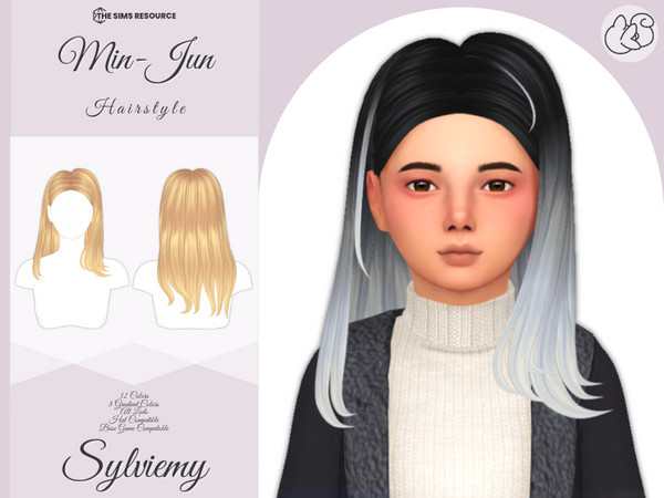 Sims 4 — Min-Jun Hairstyle (Child) by Sylviemy — Long Straight Hair