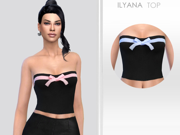 Sims 4 — Ilyana Top by Puresim — Top with bow, in 2 swatches