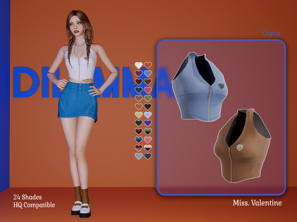 Sims 4 — Diana Top by MissValentine142 — Halter top with heart patch