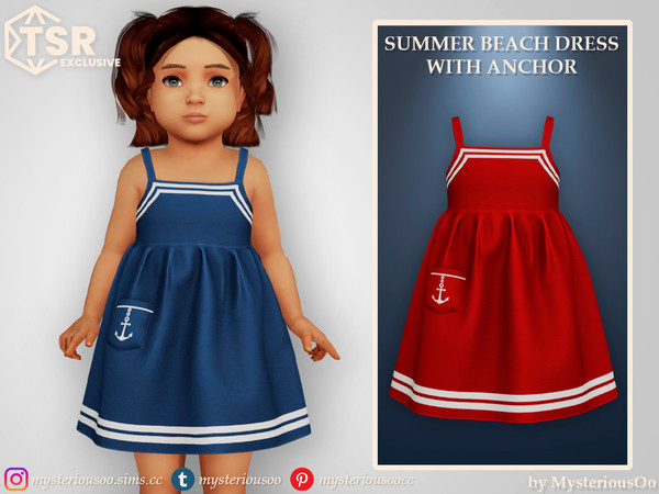 Sims 4 — Summer beach dress with anchor by MysteriousOo — Summer beach dress with anchor in 6 colors for toddlers