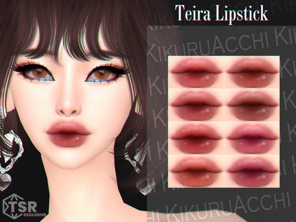 Sims 4 — Teira Lipstick by Kikuruacchi — - It is suitable for Female and Male. ( Teen to Elder ) - 8 swatches - HQ