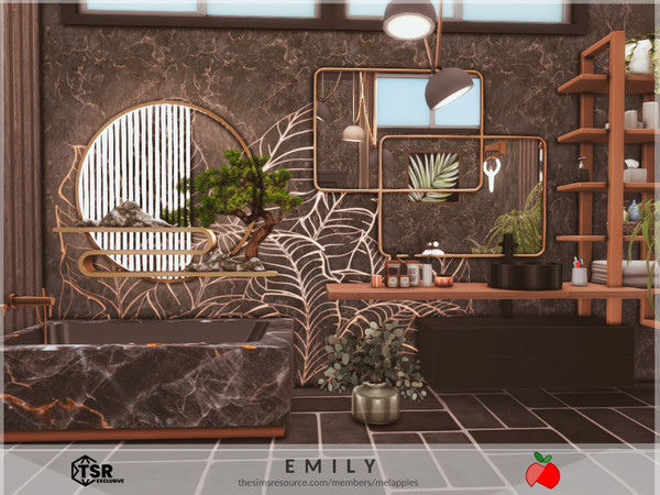Sims 4 — Emily - bathroom by melapples — a dark marble bathroom. enjoy! 6x5